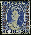 3 d bright blue, double POSTAGE 1872 SG61