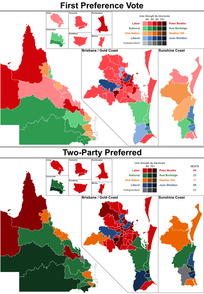 1998 Queensland election - Vote Strength.svg