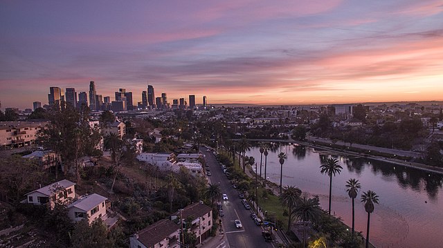 Image: 20190616154621!Echo Park Lake with Downtown Los Angeles Skyline