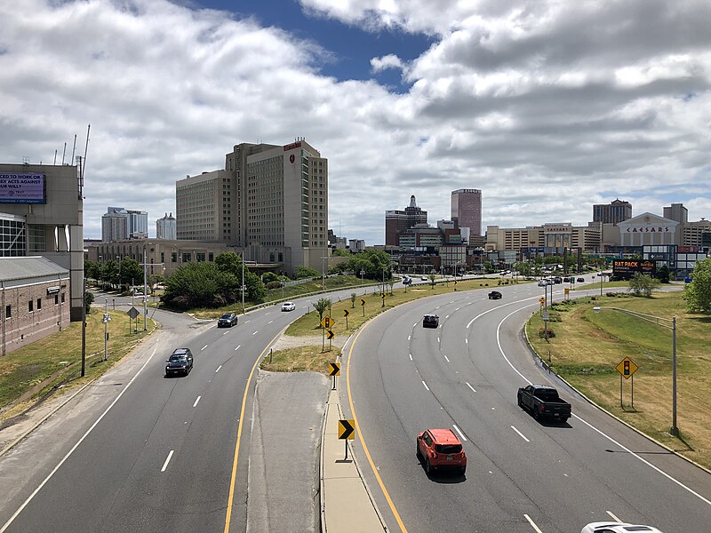 File:2021-05-31 11 35 15 View east along New Jersey State Route 446 (Atlantic City Expressway) from the overpass for New Jersey State Route 446X (Atlantic City–Brigantine Connector) in Atlantic City, Atlantic County, New Jersey.jpg