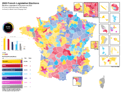 2022 French Legislative Election Results Map First Round.svg