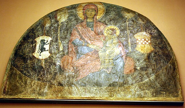Painting of Madonna comissioned during the reign of Francesco I (1451–1454). From the St. Elias church in Athens, demolished in 1849.