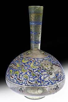 14th-century bottle with Chinese-style animals in enamels, Syria or Egypt 2370 Botella (53316736689).jpg