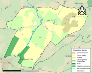 Barevná mapa znázorňující využití půdy.