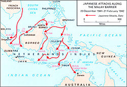 Japanese attacks along the Malay Barrier December 23, 1941 - February 21, 1942. ABDA Japanese attacks.jpg