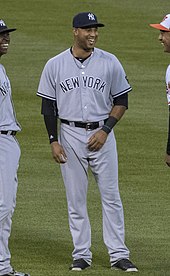 A three-run home run by Aaron Hicks provided the Yankees' winning margin in Game 5. Aaron Hicks on May 5, 2016.jpg