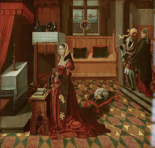 File:Adriaen van Overbeke - Emerentia at her prayer - Petrikirche altarpiece.jpeg