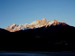 A Monte Agner (2872 m) Agordóból nézve