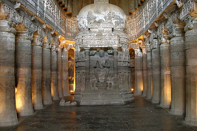 Image: Ajanta Caves, India, Ajanta chaitya (stupa) worship hall, Cave 26