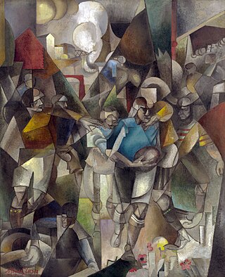 <i>Football Players</i> Painting by Albert Gleizes