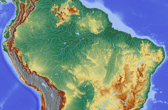 Amazonas mit Reliefkarte