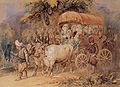 Arabian ox cart Watercolour, Ottoman Empire