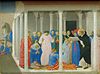 Angelico, predella dell'incoronazione della vergine del louvre, storie di san domenico, 1434-35 02 resurrezione di napoleone orsini.jpg