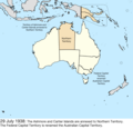 Map of the change to Australia on 29 July 1938.