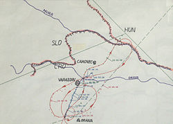 Austrian Armed Forces radar plot of the incident. Southernmost toponym indicated is Grana. Austria Radar plot 07 Jan. 1992.jpg