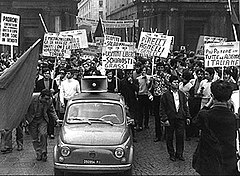 Metalworkers' protests in Turin during the Hot Autumn of 1969. Autunno Caldo a Torino.jpg