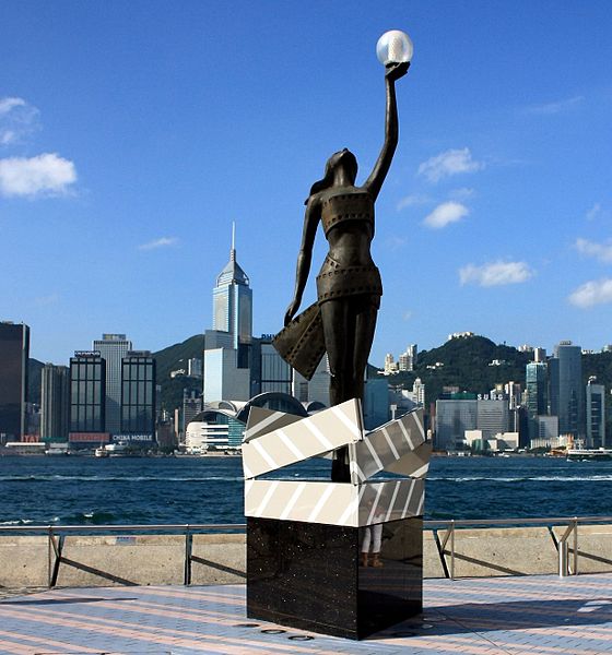 Replica of the Hong Kong Film Awards statuette on the Avenue of Stars in Tsim Sha Tsui, Hong Kong