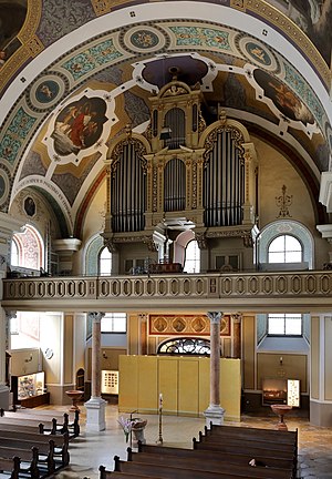 Bad Ischl - Kirche, Orgelempore.JPG
