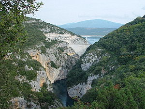 Blick af d' Ste-Croix-Staumauer