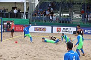 Deutsch: Beachhandball Europameisterschaften 2019 (Beach handball Euro); Tag 3: 4. Juli 2019 – Männer, Platzierungsrunde Gruppe III, Slowenien-Türkei 0:2 (18:18, 22:23) English: Beach handball Euro; Day 3: 4 July 2019 – Men Consolation Round Group III – Slovenia-Turkey 0:2 (18:18, 22:23)