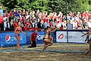 Deutsch: Beachhandball Europameisterschaften 2019 (Beach handball Euro); Tag 4: 5. Juli 2019 – Frauen, Viertelfinale, Spanien-Ungarn 1:2 (14:16, 26:16, 2:5) English: Beach handball Euro; Day 4: 5 July 2019 – Quarter Final Women – Spain-Hungary 1:2 (14:16, 26:16, 2:5)