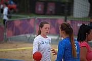 Deutsch: Beachhandball bei den Olympischen Jugendspielen 2018; Tag 5, 10. November 2018; Mädchen, Platzierungsrunde - Russland-Hongkong 2:0 English: Beach handball at the 2018 Summer Youth Olympics at 11 October 2018 – Girls Consolation Round – Russland-Hong Kong 2:0