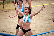 Deutsch: Beachhandball bei den Olympischen Jugendspielen 2018; Tag 5, 10. November 2018; Mädchen, Hauptrunde - Ungarn-Argentinien 1:2 English: Beach handball at the 2018 Summer Youth Olympics at 11 October 2018 – Girls Main Round – Hungary-Argentina 1:2