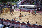 Deutsch: Beachhandball bei den Olympischen Jugendspielen 2018; Tag 4, 10. Oktober 2018; Mädchen, Vorrunde, Gruppe A - Ungarn-Chinese Taipei (Taiwan) 2:0 English: Beach handball at the 2018 Summer Youth Olympics at 10 October 2018 – Girls Preliminary Round Group A‎ – Hungary-Chinese Taipei 2:0