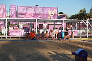 Deutsch: Beachhandball bei den Olympischen Jugendspielen 2018; Tag 3, 9. Oktober 2018; Mädchen, Vorrunde, Gruppe B - Venezuela-Niederlande 1:2 English: Beach handball at the 2018 Summer Youth Olympics at 9 October 2018 – Girls Preliminary Round Group B‎ – Venezuela-Netherlands 1:2