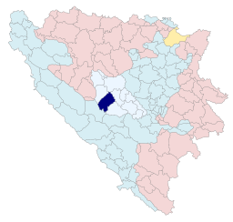 Kommunen Bugojnos läge i Bosnien och Hercegovina