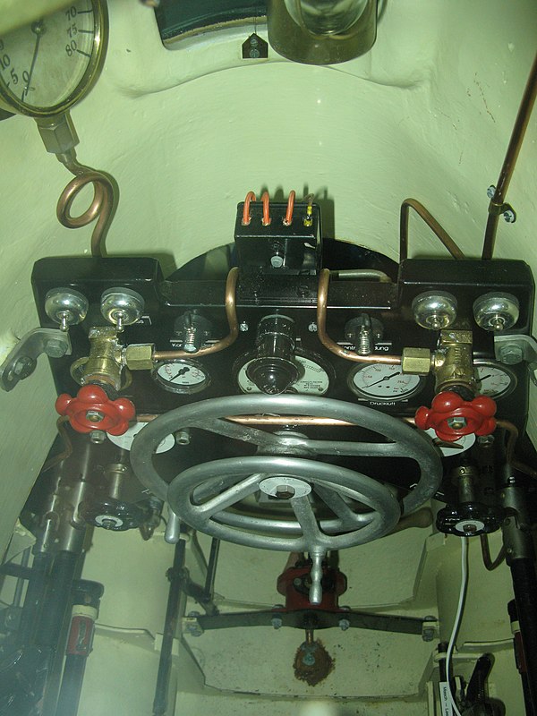 The instruments and controls of a Biber submarine