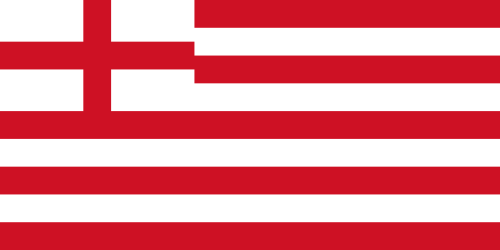 The flag of the East India Company, which is speculated to have influenced the design of the Grand Union Flag[14]
