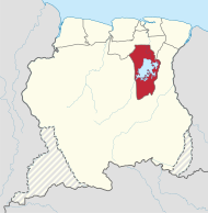 Pozicija distrikta na karti Surinama