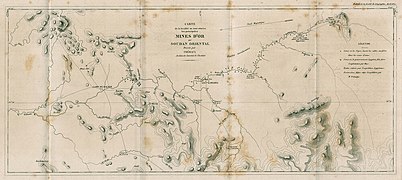 Carte de la localité ou sont situées les principales Mines d’Or du Soudan Oriental, planches lithographiques, 1850.