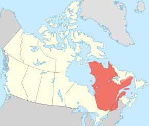 Amplasarea Quebecului față de Canada