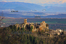 Vista di Celleno, Orte, Calvi e la Valle del Tevere