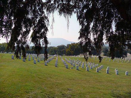 National cemetery at Chattanooga with a view of Lookout Mountain in the distance Chattanooga Cemetery with Lookout Mountain.jpg