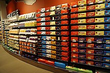 A Migros chocolate department, where most of the Frey products are sold Chocolate Wall.jpg