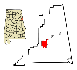 Location in Cleburne County and the state of Alabama