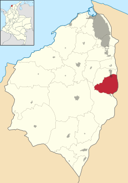 Vị trí của khu tự quản Palmar de Varela trong tỉnh Atlántico