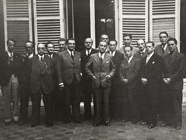 Members of the CNR after the Liberation of Paris, September 1944. From left to right: Jacques Debû-Bridel (FR), Pierre Villon (FN), Gaston Tessier (CF