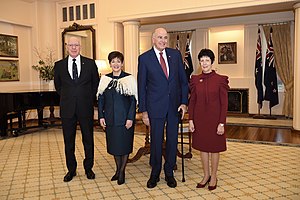 David Hurley and Patsy Reddy, the governors-general of Australia and New Zealand respectively, with their spouses in 2021 Dame Patsy and Sir David with Governor-General and Mrs Hurley.jpg