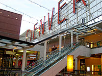 Denver Pavilions sign and escalators