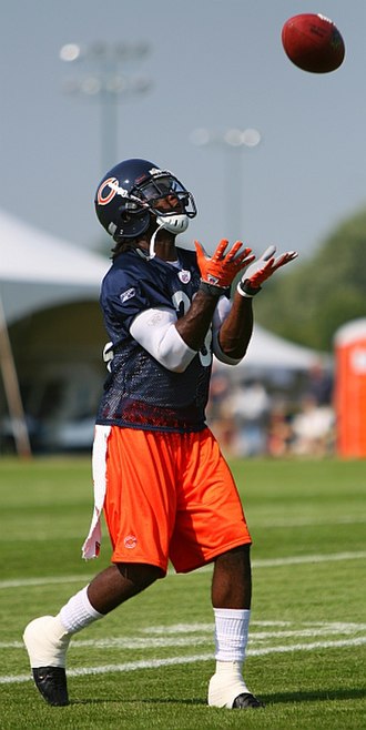 Devin Hester, the first and only return specialist inducted into the Pro Football Hall of Fame, fielding a punt during special teams practice at the C