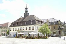The main square of Emmendingen and the old town hall. This building is now used as the German Diary Archive.