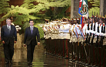 Mexican President Enrique Pena Nieto on an official visit to Cuba along with Cuban President Raul Castro, January 2014. Enrique Pena Nieto y Raul Castro. Recepcion en La Habana, Cuba.jpg