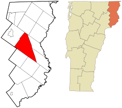Comitatul Essex Vermont, zone încorporate și necorporate, Ferdinand a evidențiat.svg