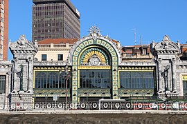 Bilbao Concordia station with old steam engine