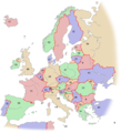 Europe countries map with numbers
