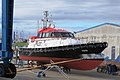 Le bateau pilote Frya en maintenance dans le port de Norddeich.